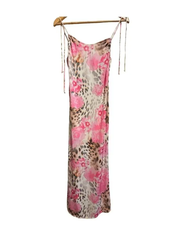 Rochie de seară Bershka M | Multicolor, Midi, Bretele subțiri, Animal print