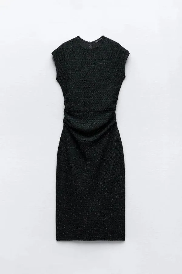 Rochie de seară Zara S | Negru, Midi, Fără mâneci, Drapat - Image 4