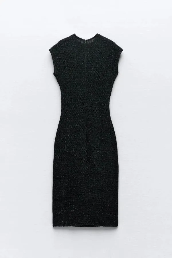 Rochie de seară Zara S | Negru, Midi, Fără mâneci, Drapat - Image 5