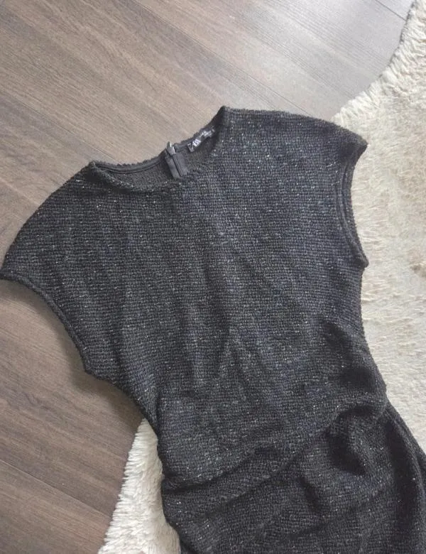 Rochie de seară Zara S | Negru, Midi, Fără mâneci, Drapat - Image 7