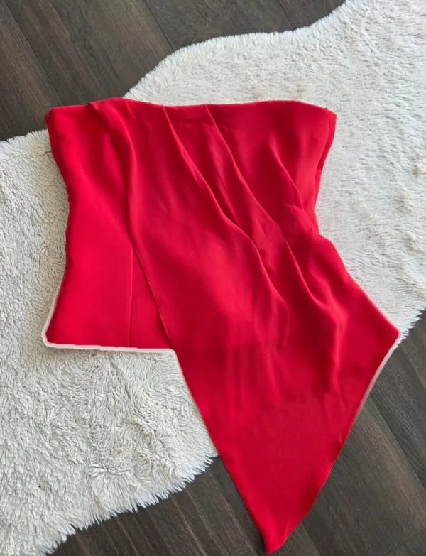 Top cropped Zara L | Roșu, Cropped (Scurt), Mulat Cambrat fit - Image 2