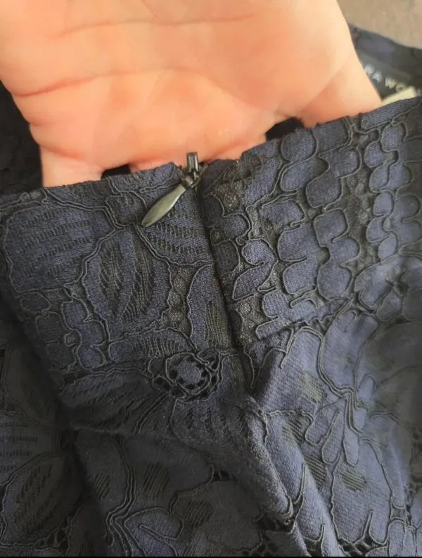 Fustă Zara S | Negru, Midi, Talie medie, Cu volane fit, Dantelă - Image 3