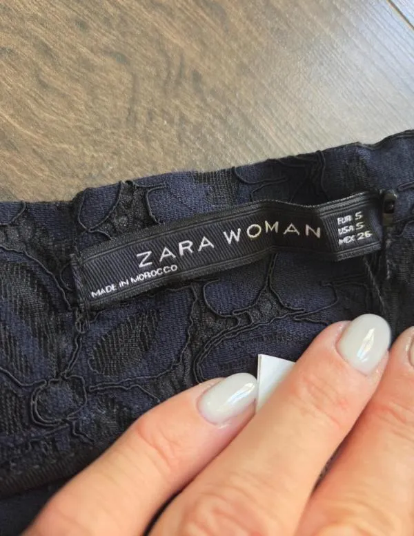 Fustă Zara S | Negru, Midi, Talie medie, Cu volane fit, Dantelă - Image 4