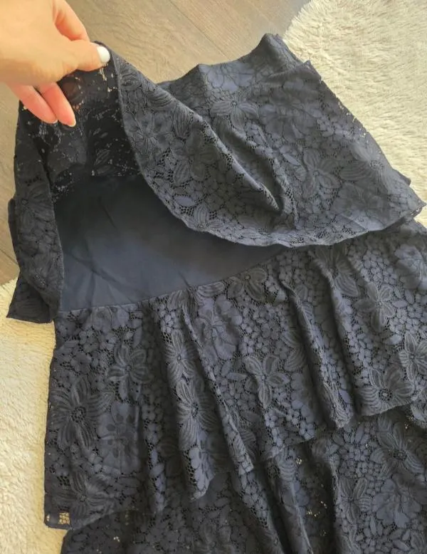 Fustă Zara S | Negru, Midi, Talie medie, Cu volane fit, Dantelă - Image 5