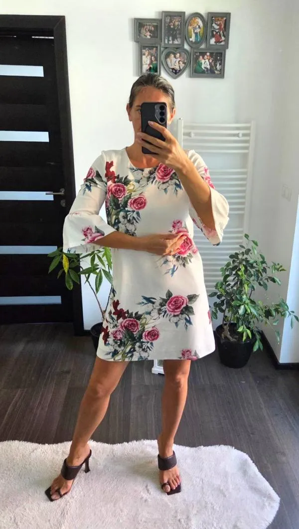 Rochie casual Only S | Alb, Midi, Mânecă trei sferturi - Image 2