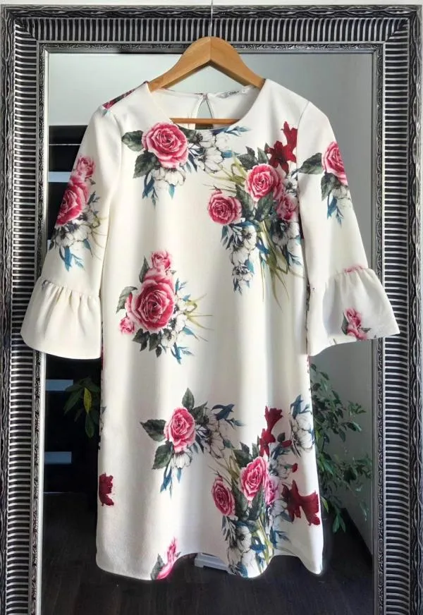 Rochie casual Only S | Alb, Midi, Mânecă trei sferturi - Image 3