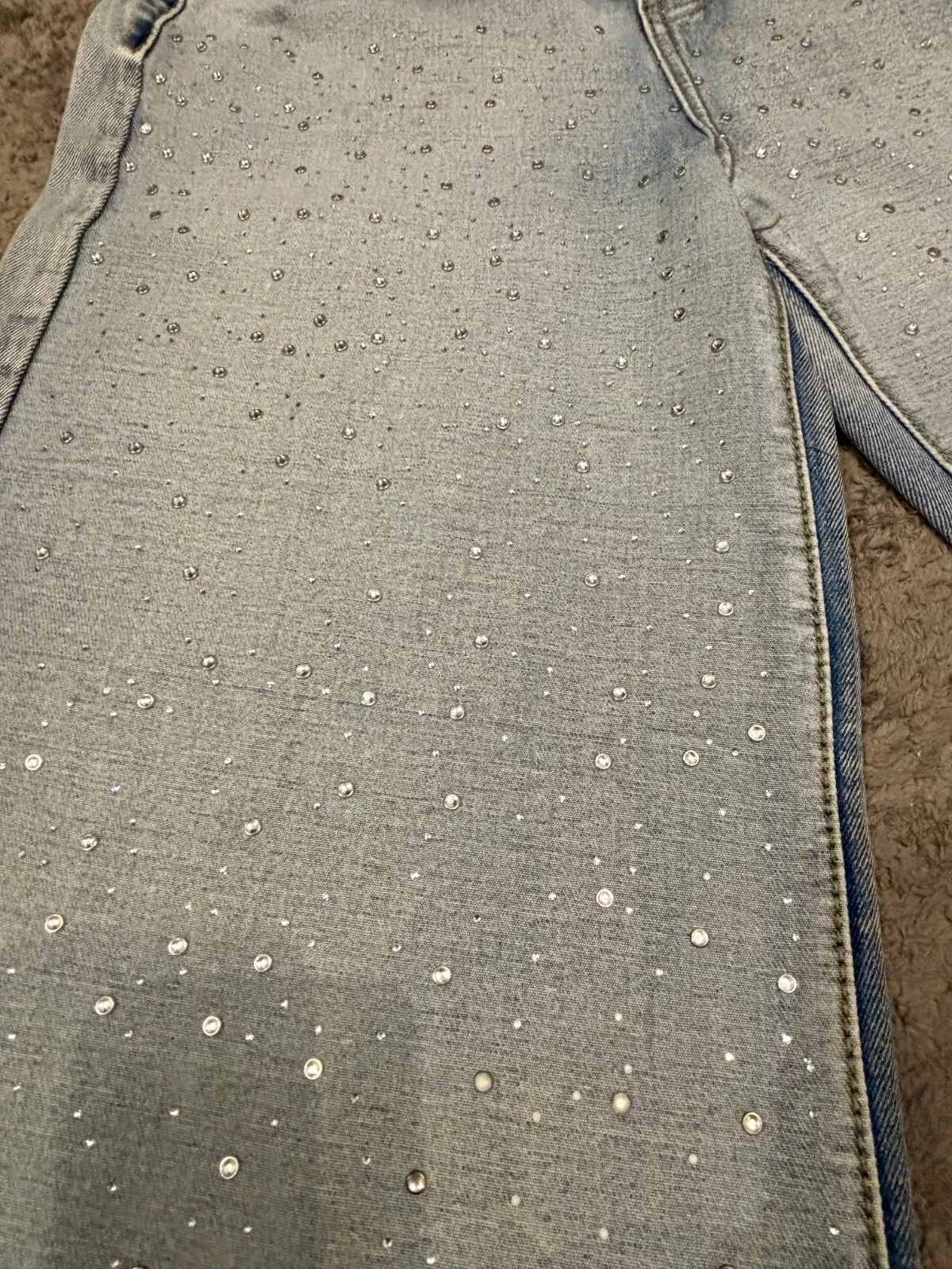 Blugi Mochy M | Albastru, Lungi, Talie înaltă, Wide Leg fit, Cu aplicații Broderie - Image 7