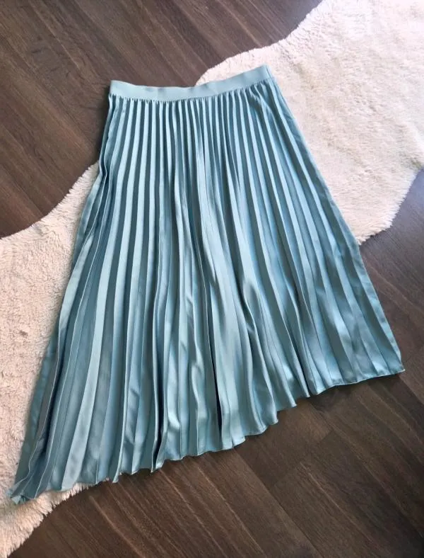 Fustă Zara XL | Bleu, Midi, Talie medie, Asimetrică fit, Pliuri - Image 6