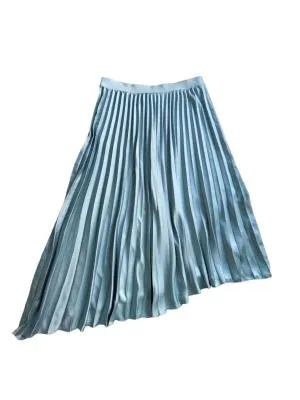 Fustă Zara XL | Bleu, Midi, Talie medie, Asimetrică fit, Pliuri