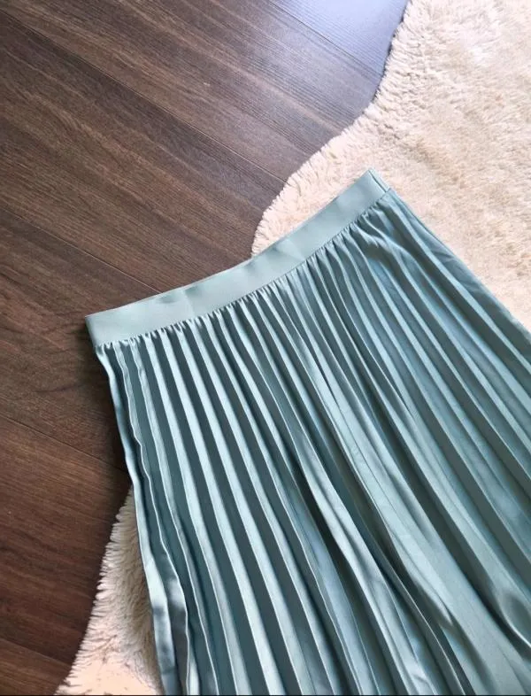 Fustă Zara XL | Bleu, Midi, Talie medie, Asimetrică fit, Pliuri - Image 2
