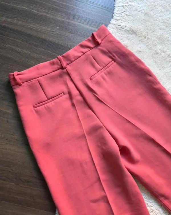 Pantaloni Zara L | Fuchsia, Lungi, Talie înaltă, Straight (Drepți) fit, Clasici   Casual - Image 6