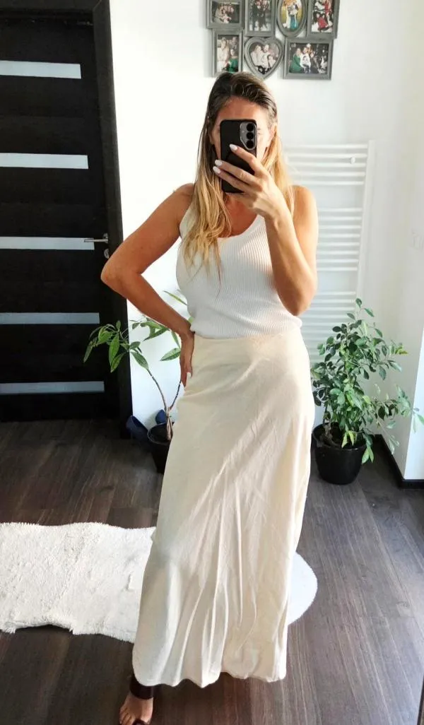 Fustă ASOS L | Bej, Maxi, Talie medie, Cloș fit - Image 2
