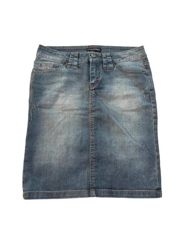 Fustă Calliope M | Albastru, Mini, Talie înaltă, Alt model fit, Bumbac