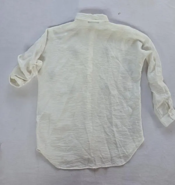 Cămașă Work S | Crem, Normal, Mânecă lungă, Oversize fit, Monocrom, Pietre decorative, Bumbac - Image 2