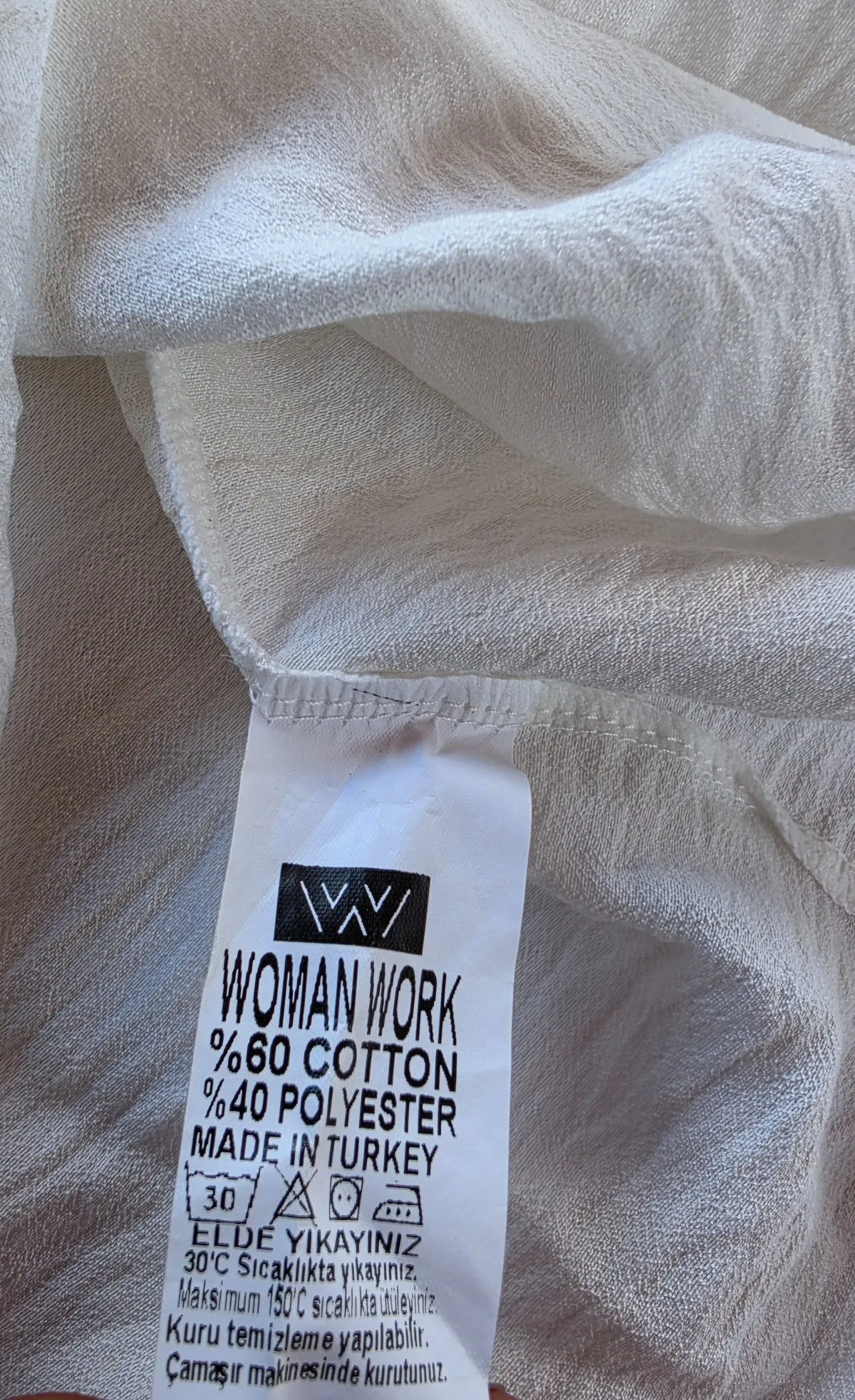 Cămașă Work S | Crem, Normal, Mânecă lungă, Oversize fit, Monocrom, Pietre decorative, Bumbac - Image 4