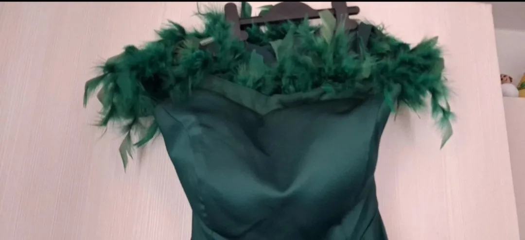 Rochie de ocazie Cristina EU 38 | Verde, Maxi, Cu umerii goi, Paiete - Image 4