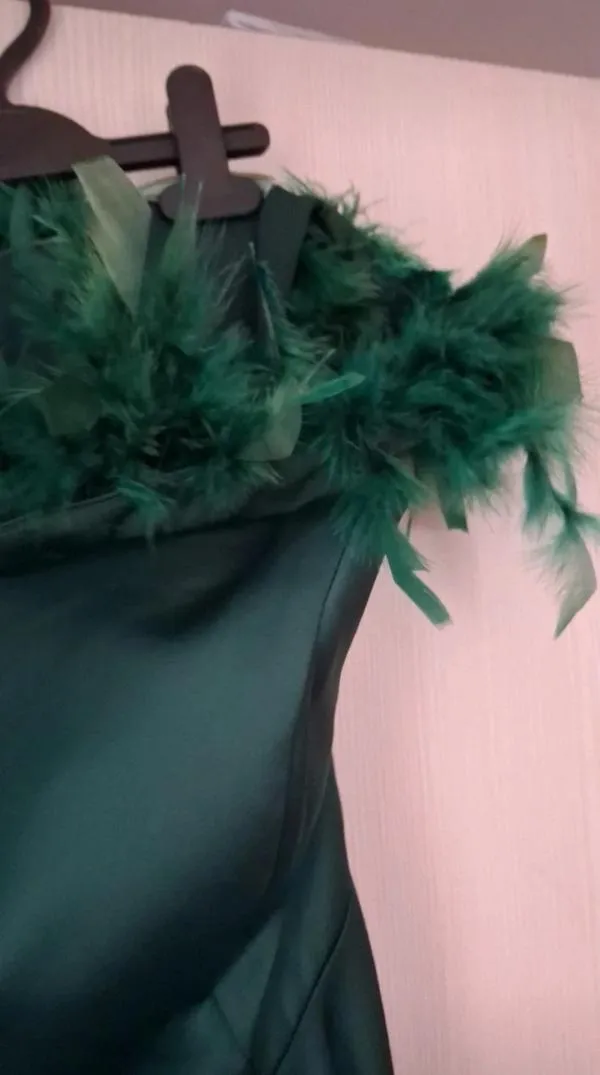 Rochie de ocazie Cristina EU 38 | Verde, Maxi, Cu umerii goi, Paiete - Image 5