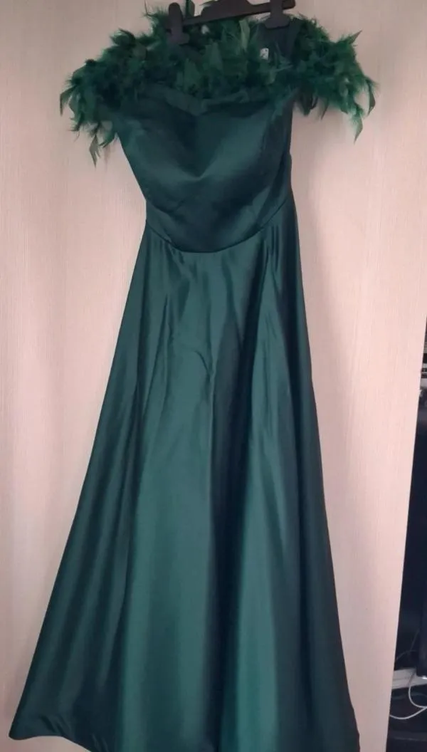 Rochie de ocazie Cristina EU 38 | Verde, Maxi, Cu umerii goi, Paiete - Image 7