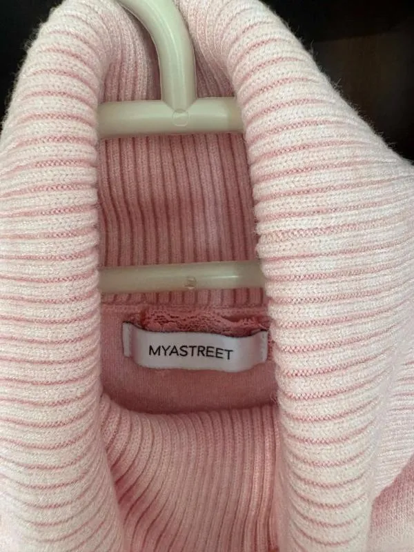 Pulover cu guler înalt Myastreet M | Roz, Lung, Relaxed Lejer fit - Image 4