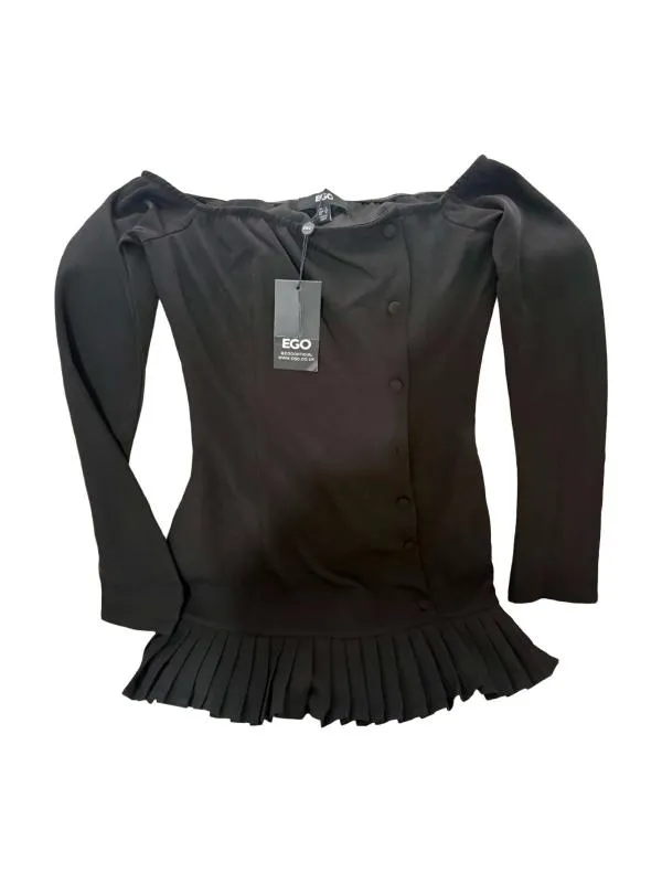 Rochie fit & flare EGO S | Negru, Midi, Mânecă lungă