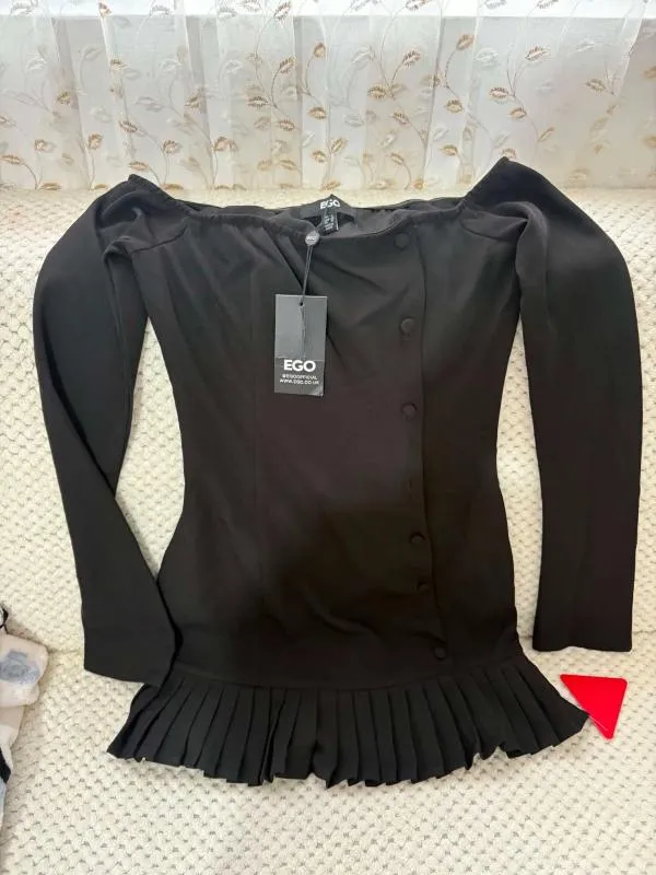 Rochie fit & flare EGO S | Negru, Midi, Mânecă lungă - Image 5