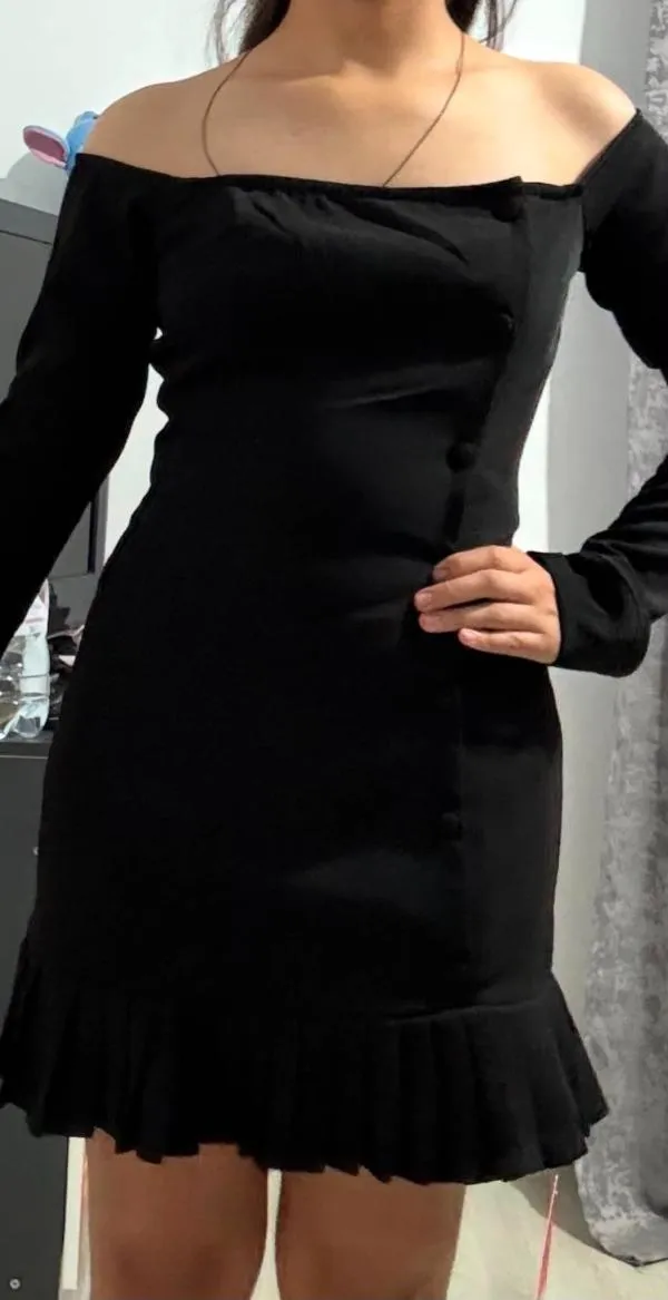 Rochie fit & flare EGO S | Negru, Midi, Mânecă lungă - Image 2
