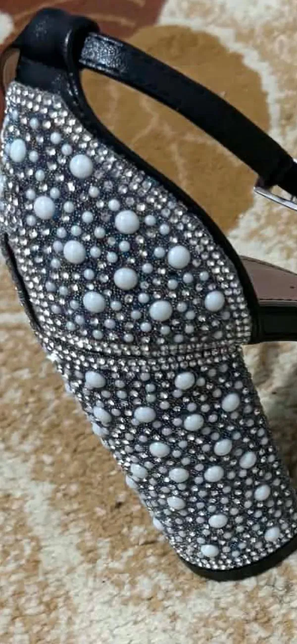 Pantofi cu toc mediu gros baretă EST INT EU 36 | Argintiu - Image 4