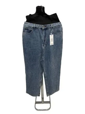 Blugi L | Albastru, Lungi, Talie înaltă, Mom fit, Clasici   Simpli
