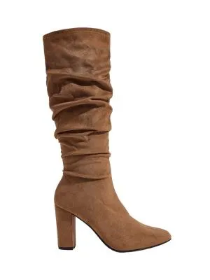 Cizme până la genunchi înalt gros slip-on Shein EU 38 | Caramel
