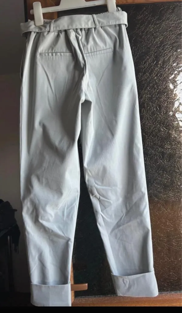 Pantaloni Sinsay XXS | Verde mentă, Lungi, Talie înaltă, Straight (Drepți) fit, Clasici Casual, Poliester - Image 4
