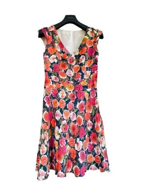 Rochie casual S-M | Multicolor, Midi, Mânecă scurtă, Floral & Tropical