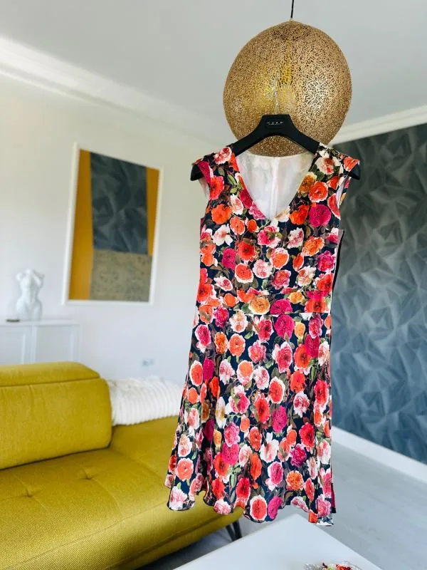 Rochie casual S-M | Multicolor, Midi, Mânecă scurtă, Floral & Tropical - Image 4