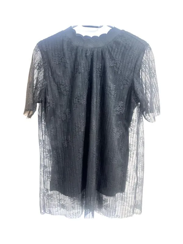 Bluză Reserved EU 44 | Negru, Normal, Mânecă scurtă, Regular fit