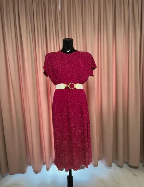 Rochie casual Marina Rinaldi L | Fuchsia, Maxi, Mânecă scurtă, Buline & Imprimeuri mici, Poliamidă - Image 10