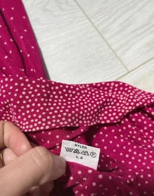 Rochie casual Marina Rinaldi L | Fuchsia, Maxi, Mânecă scurtă, Buline & Imprimeuri mici, Poliamidă - Image 6