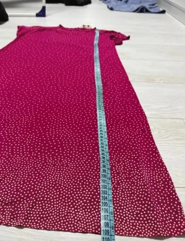 Rochie casual Marina Rinaldi L | Fuchsia, Maxi, Mânecă scurtă, Buline & Imprimeuri mici, Poliamidă - Image 7