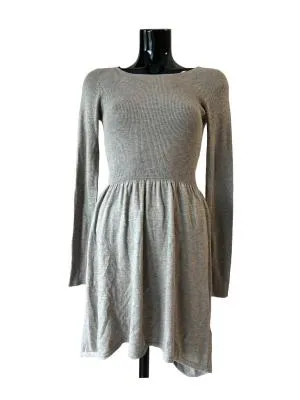 Rochie casual H&M S | Gri, Midi, Mânecă lungă, Dungi, Acrilic