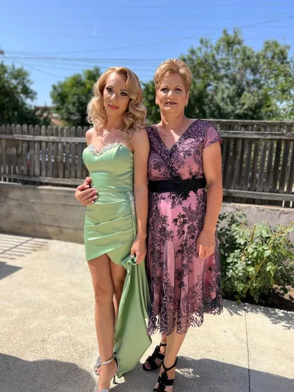 Rochie de ocazie Atelier Gabrielle XXS | Verde lime, Mini, Cu umerii goi, Petite, Satinat - Image 2