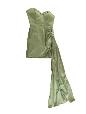 Rochie de ocazie Atelier Gabrielle XXS | Verde lime, Mini, Cu umerii goi, Petite, Satinat