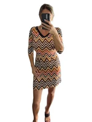 Rochie dreaptă MORE & MORE XXS | Multicolor, Mini, Mânecă trei sferturi, Decolteu în V