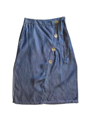 Fustă Salsa XS | Albastru, Midi, Talie medie, Petrecută (Wrap) fit, Design petrecut