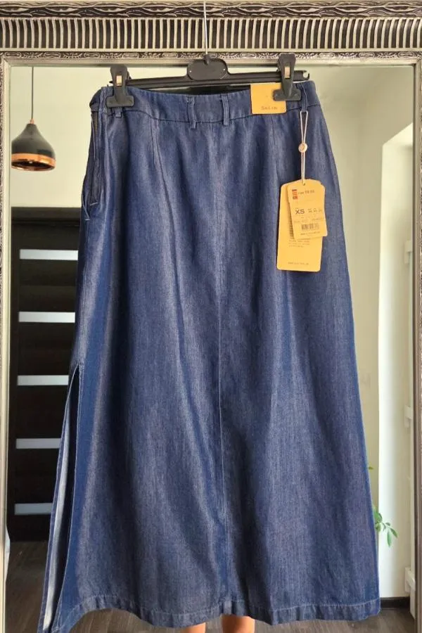 Fustă Salsa XS | Albastru, Midi, Talie medie, Petrecută (Wrap) fit, Design petrecut - Image 3