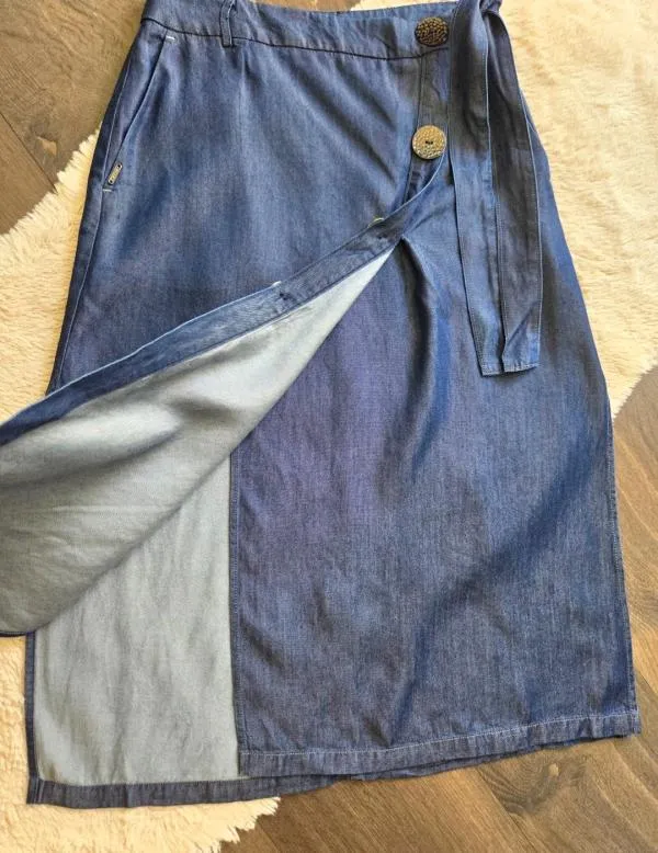 Fustă Salsa XS | Albastru, Midi, Talie medie, Petrecută (Wrap) fit, Design petrecut - Image 5