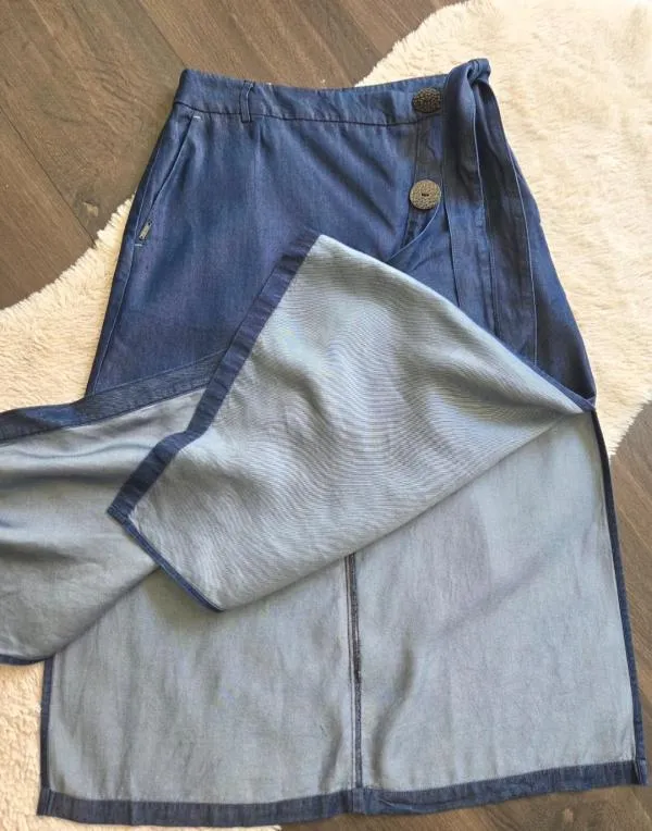 Fustă Salsa XS | Albastru, Midi, Talie medie, Petrecută (Wrap) fit, Design petrecut - Image 6