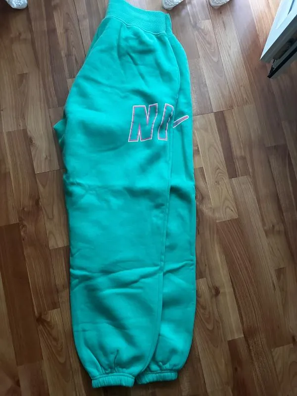 Pantaloni sport Nike S | Verde mentă, Lungi, Logo, Bumbac - Image 6
