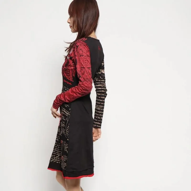 Rochie fit & flare Desigual S | Negru, Midi, Mânecă lungă, Oriental & Paisley - Image 2