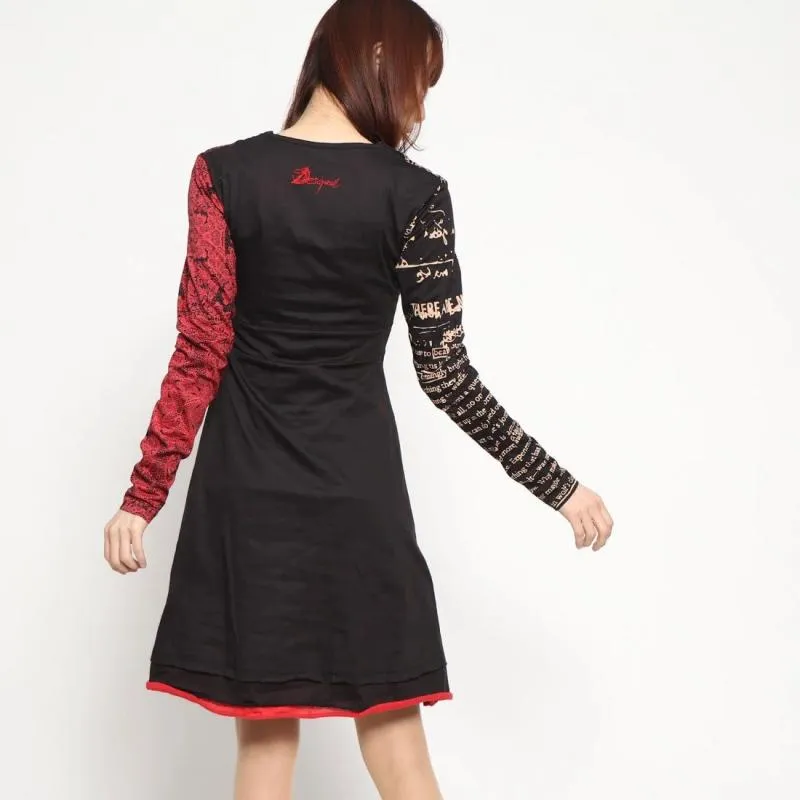 Rochie fit & flare Desigual S | Negru, Midi, Mânecă lungă, Oriental & Paisley - Image 3