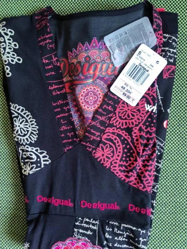 Rochie fit & flare Desigual S | Negru, Midi, Mânecă lungă, Oriental & Paisley - Image 8
