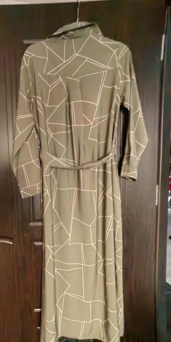 Rochie tip cămașă LC Waikiki L | Khaki, Maxi, Mânecă lungă, Abstract & Color Block, Vâscoză - Image 3