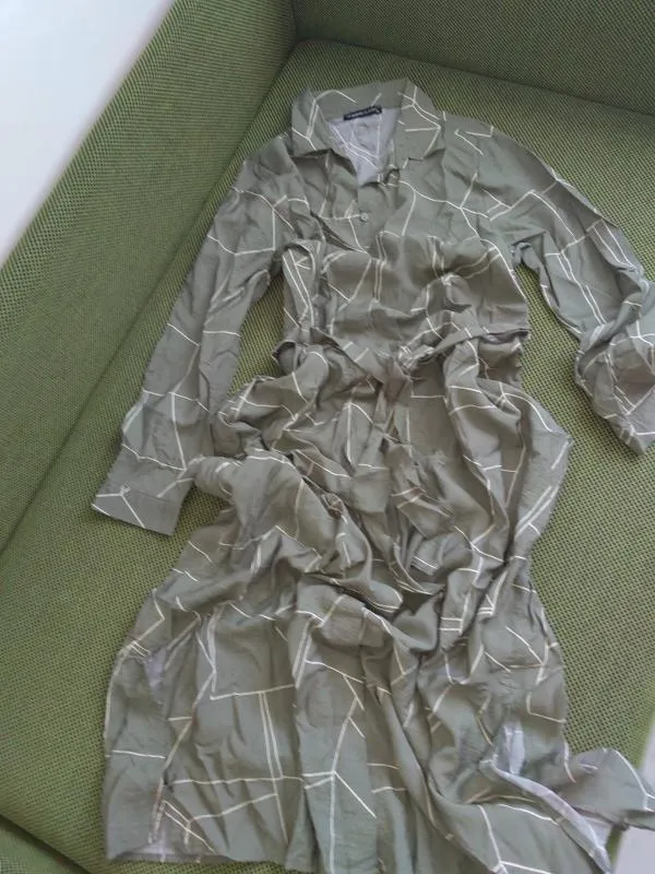 Rochie tip cămașă LC Waikiki L | Khaki, Maxi, Mânecă lungă, Abstract & Color Block, Vâscoză - Image 4